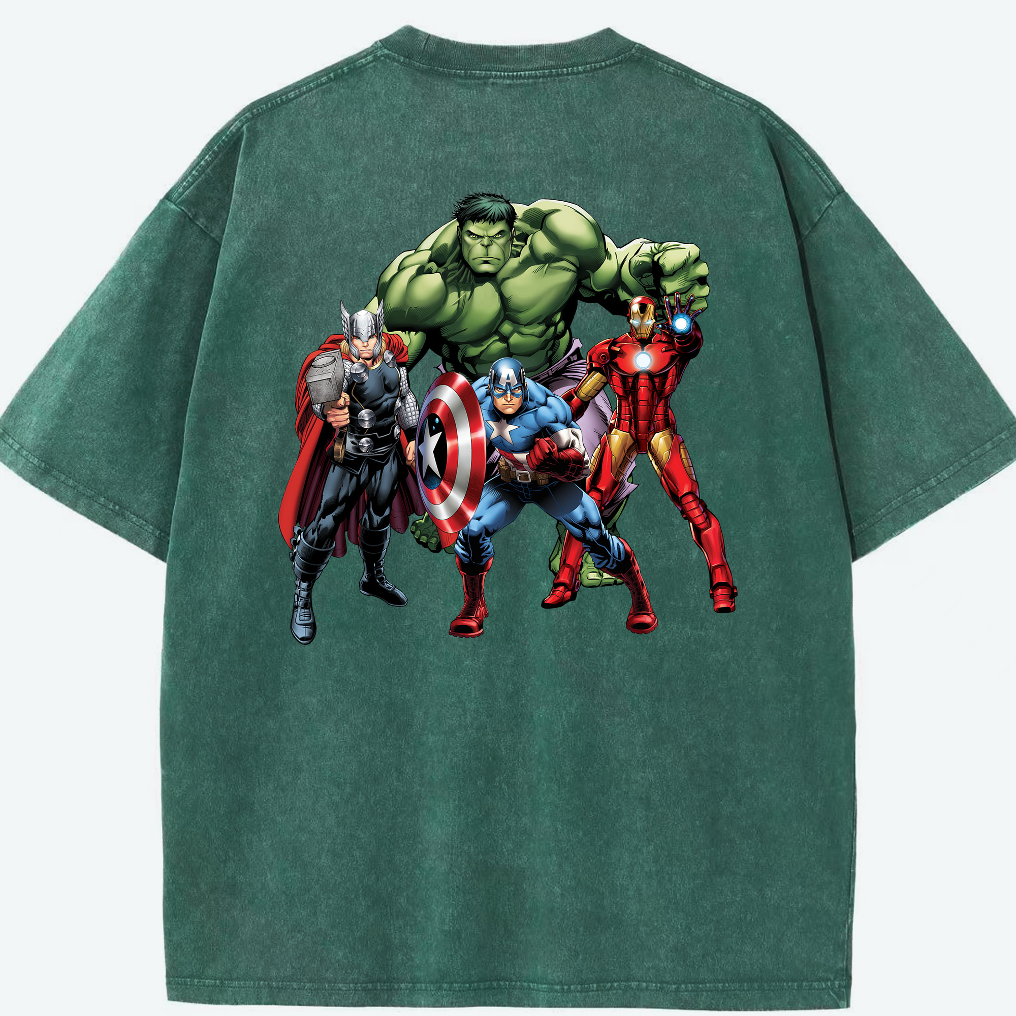 （画像用） アベンジャーズ The Avengers 綿100% ヴィンテージ風 半袖Tシャツ（背面プリント）